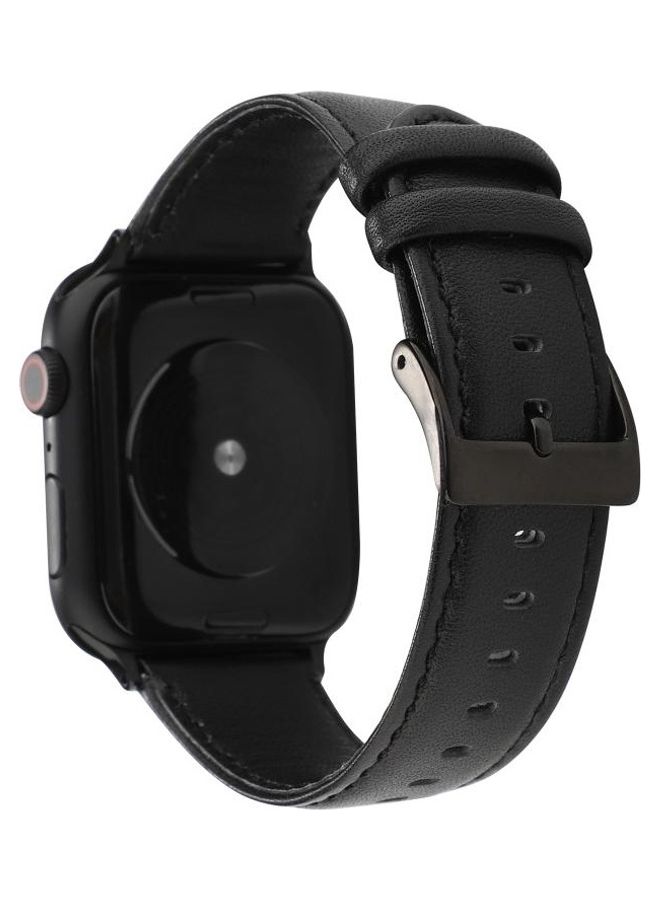 HuHa Oil Wax Crazy Horse Texture Genuine Strap For Apple Watch Series 7 41mm/6 & SE & 5 & 4 40mm/3 & 2 & 1 38mm Black  - Image 1
