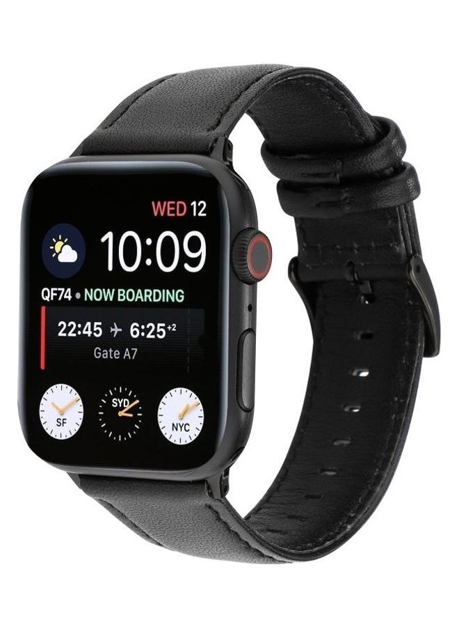 HuHa Oil Wax Crazy Horse Texture Genuine Strap For Apple Watch Series 7 41mm/6 & SE & 5 & 4 40mm/3 & 2 & 1 38mm Black  - Image 2
