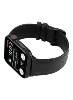 HuHa Oil Wax Crazy Horse Texture Genuine Strap For Apple Watch Series 7 41mm/6 & SE & 5 & 4 40mm/3 & 2 & 1 38mm Black  - Image 3