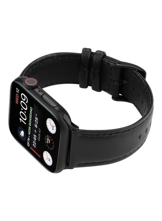 HuHa Oil Wax Crazy Horse Texture Genuine Strap For Apple Watch Series 7 41mm/6 & SE & 5 & 4 40mm/3 & 2 & 1 38mm Black  - Image 3