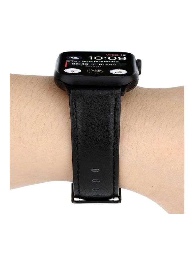 HuHa Oil Wax Crazy Horse Texture Genuine Strap For Apple Watch Series 7 41mm/6 & SE & 5 & 4 40mm/3 & 2 & 1 38mm Black  - Image 4