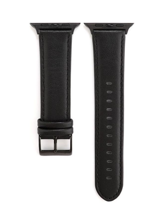 HuHa Oil Wax Crazy Horse Texture Genuine Strap For Apple Watch Series 7 41mm/6 & SE & 5 & 4 40mm/3 & 2 & 1 38mm Black  - Image 5