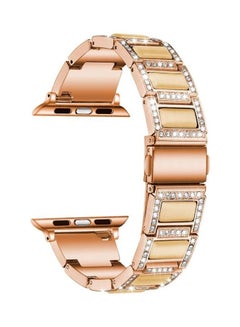 Ethnic Replacement Watchband for Apple Watch Series 1/2/3/4/5/6/7/SE 42/44/45mm Rose Gold/White