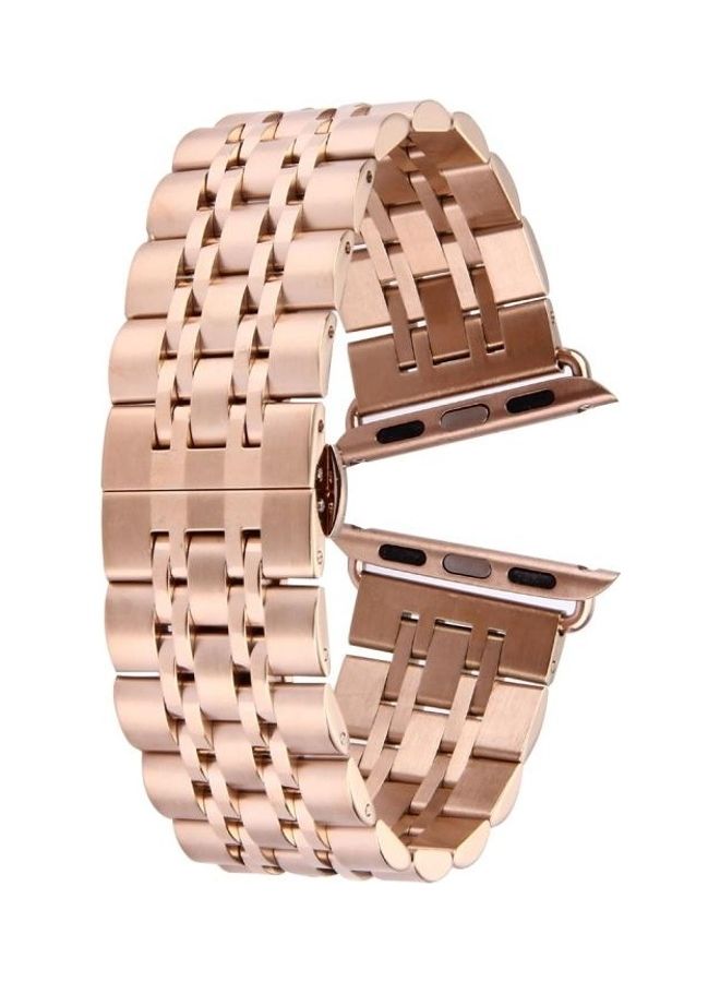 HuHa 20mm Women Hidden Butterfly Buckle 7 Beads Stainless Steel Watchband For Apple Watch 42mm Rose Gold - Image 1