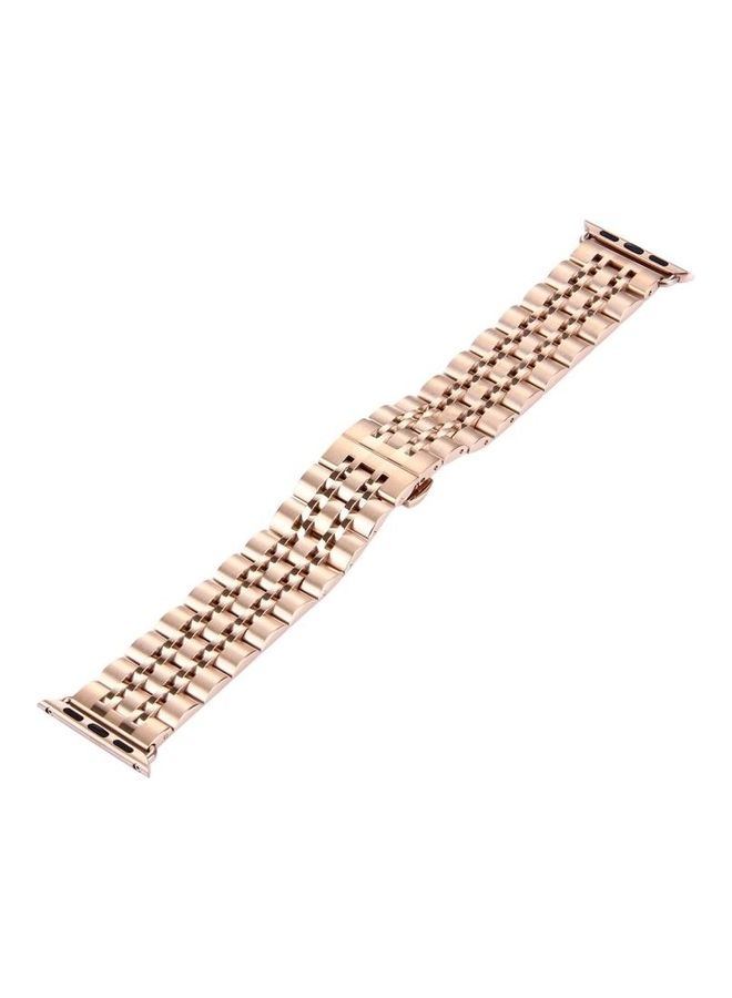 HuHa 20mm Women Hidden Butterfly Buckle 7 Beads Stainless Steel Watchband For Apple Watch 42mm Rose Gold - Image 2