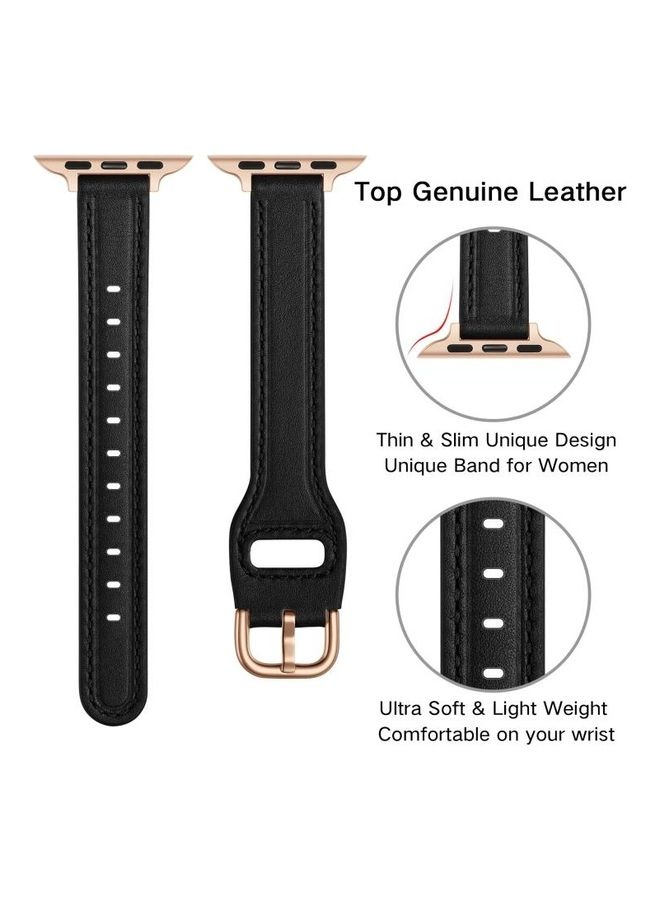 HuHa Replacement Watchband For Apple Watch Series 7/6/5/4/3/2/1/SE 42/44/45mm Black Rose Gold Buckle  - Image 4