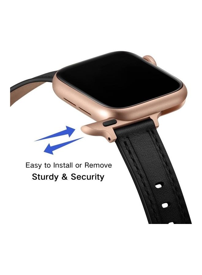 HuHa Replacement Watchband For Apple Watch Series 7/6/5/4/3/2/1/SE 42/44/45mm Black Rose Gold Buckle  - Image 5