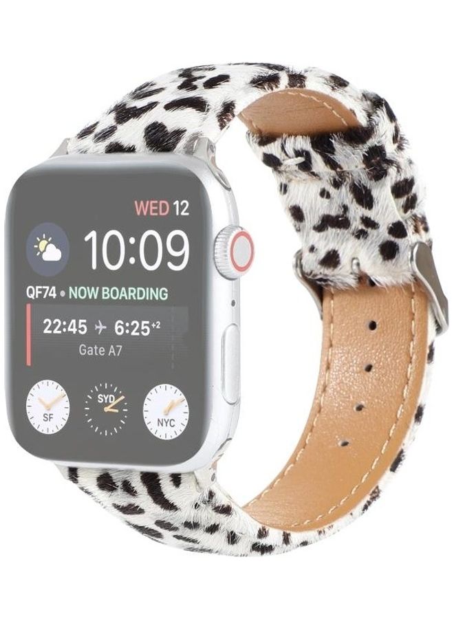 HuHa Horsehair Fluffy Leopard Print Leather Watch Strap  For Apple Watch Series 7 45mm/6 & SE & 5 & 4 44mm/3 & 2 & 1 42mm Multicolour - Image 2