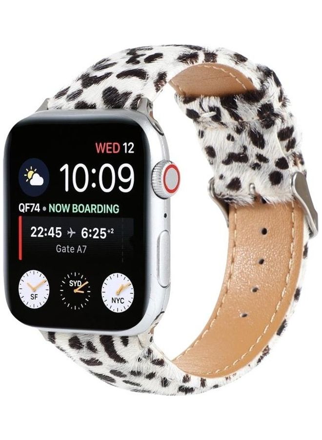 HuHa Horsehair Fluffy Leopard Print Leather Watch Strap  For Apple Watch Series 7 45mm/6 & SE & 5 & 4 44mm/3 & 2 & 1 42mm Multicolour - Image 3