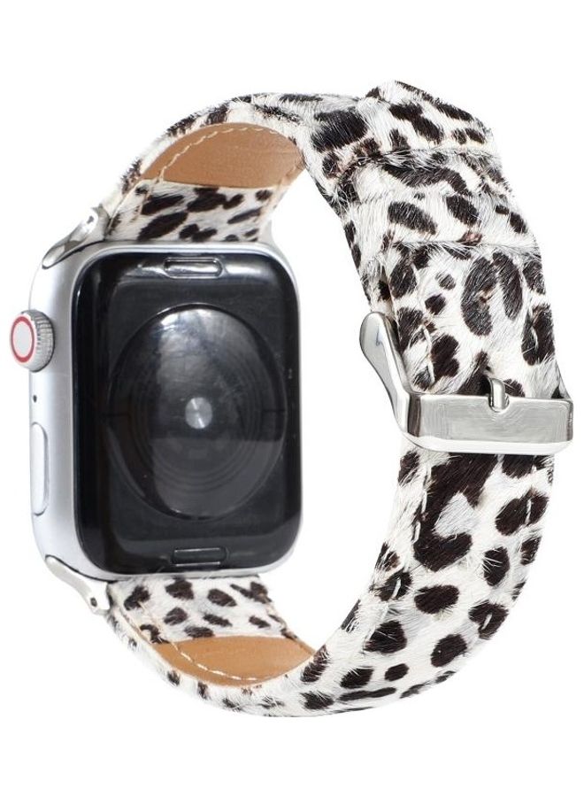 HuHa Horsehair Fluffy Leopard Print Leather Watch Strap  For Apple Watch Series 7 45mm/6 & SE & 5 & 4 44mm/3 & 2 & 1 42mm Multicolour - Image 4