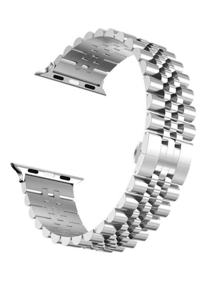 HuHa Man Five Beads Stainless Steel Replacement Watchbands, Width: 22mm for Apple Watch Series 7/6/SE/5/4/3/2/1 38/40/41mm Silver - Image 2