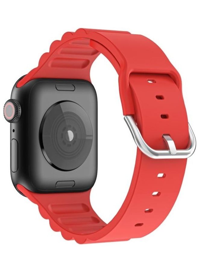 HuHa Business B Style Silicone Watch Strap For Apple Watch Series 7/6/5/4/3/2/1/SE 41/40/38mm Red - Image 3