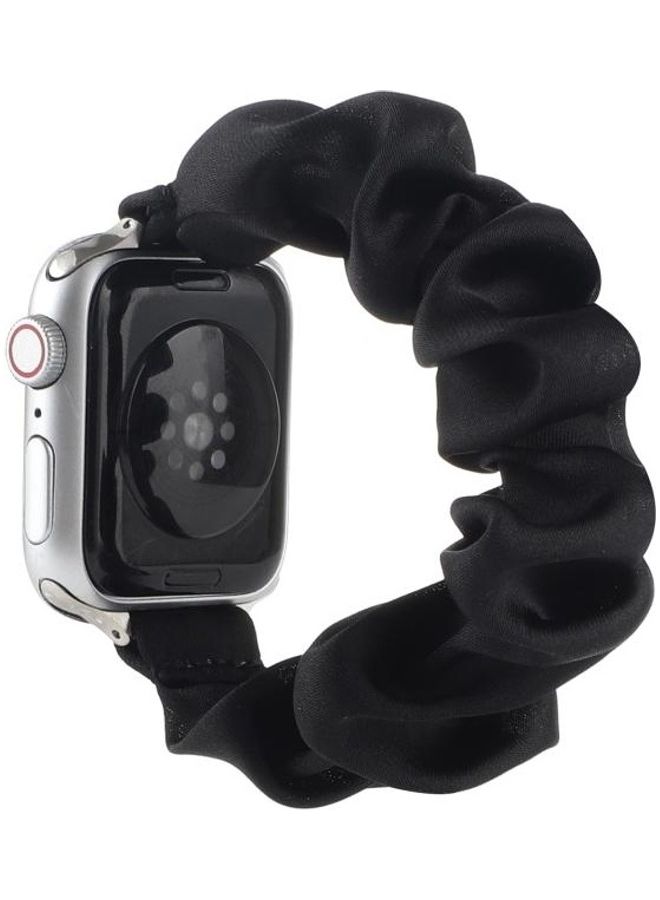 HuHa Scarf Hair Tie Replacement Watchbands For Apple Watch Series 7 45mm/6 & SE & 5 & 4 44mm/3 & 2 & 1 42mm Black - Image 2