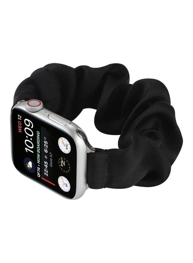 HuHa Scarf Hair Tie Replacement Watchbands For Apple Watch Series 7 45mm/6 & SE & 5 & 4 44mm/3 & 2 & 1 42mm Black - Image 3