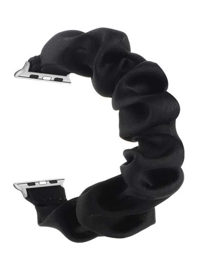 HuHa Scarf Hair Tie Replacement Watchbands For Apple Watch Series 7 45mm/6 & SE & 5 & 4 44mm/3 & 2 & 1 42mm Black - Image 4