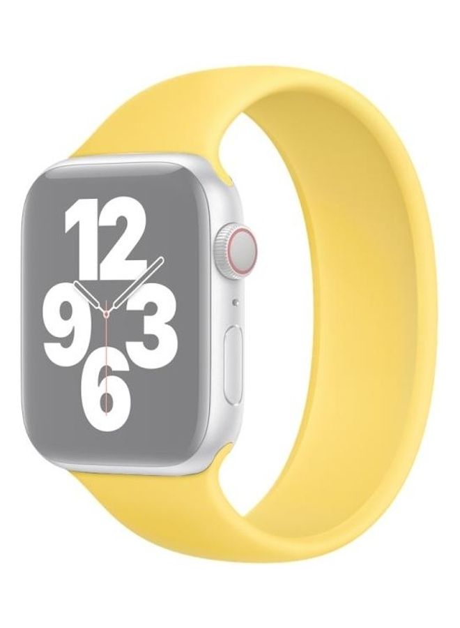 HuHa Solid Colour Elastic Silicone Replacement Wrist Strap Watchband, Size:M 143mm for Apple Watch Series 7/6/SE/5/4/3/2/1 42/44/45mm Yellow - Image 1