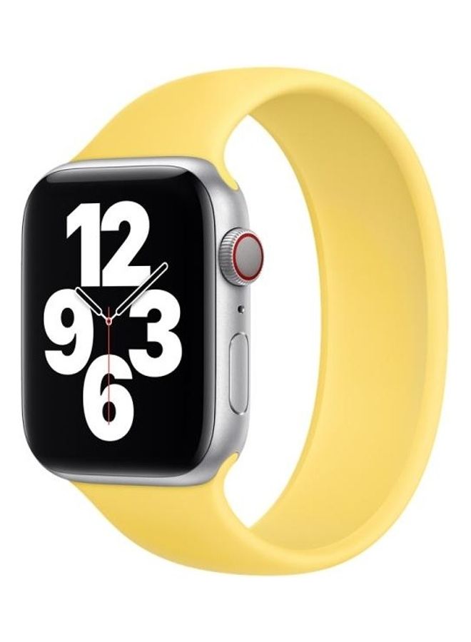 HuHa Solid Colour Elastic Silicone Replacement Wrist Strap Watchband, Size:M 143mm for Apple Watch Series 7/6/SE/5/4/3/2/1 42/44/45mm Yellow - Image 4