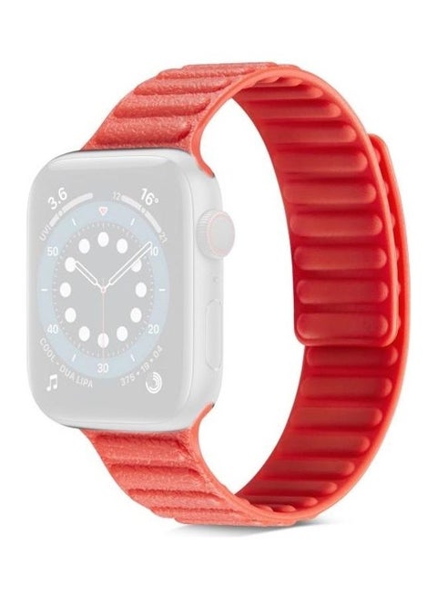 Litchi Texture Silicone Loopback Watchband for Apple Watch Series 7/6/SE/5/4/3/2/1 38/40/41mm Red