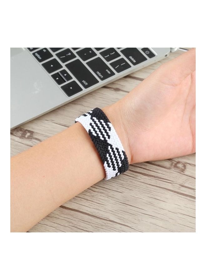 HuHa Plastic Buckle Mixed Colour Nylon Braided Single Loop Replacement Watchbands For Apple Watch Series 7/6/5/4/3/2/1/SE 45/44/42mm Checkered Black/White - Image 4