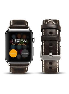 Oil Wax Retro Cowhide Strap Watchband For Apple Watch Series 7/6/SE/5/4/3/2/1 41/40/38mm Black