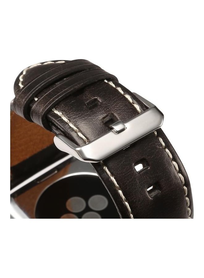 HuHa - Oil Wax Retro Cowhide Strap Watchband For Apple Watch Series 7/6/SE/5/4/3/2/1 41/40/38mm Black - Image 1