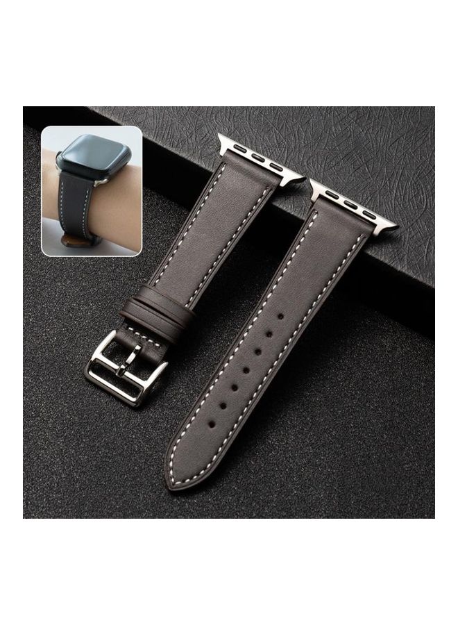 HuHa Business Cowhide Watchband For Apple Watch Series 6 & SE & 5 & 4 40mm/3 & 2 & 1 38mm Dark Brown - Image 1