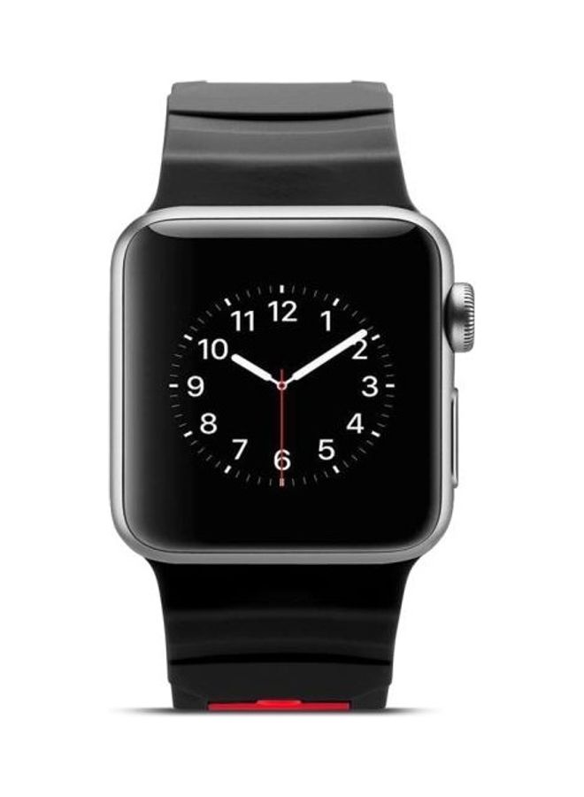 HuHa Concavo Convex Silicone Watchband for Apple Watch Series 3/2/1 42mm Black/Red - Image 2