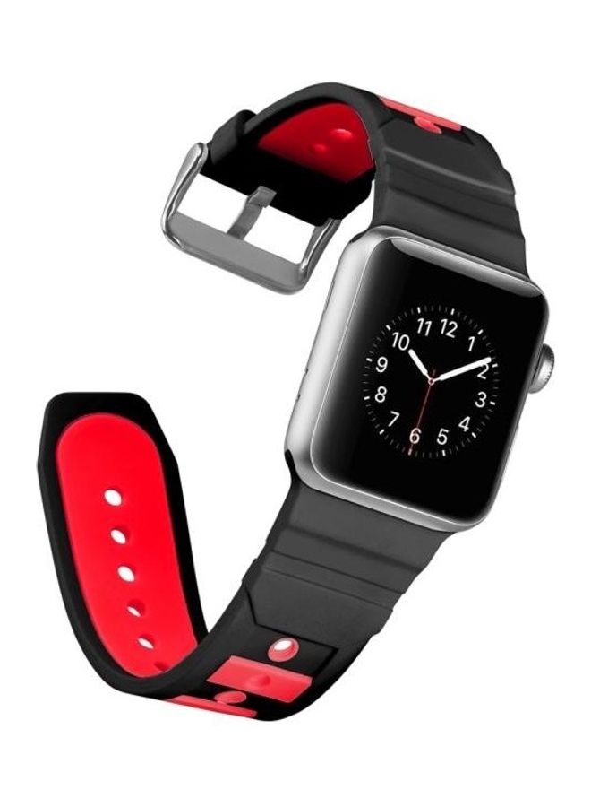 HuHa Concavo Convex Silicone Watchband for Apple Watch Series 3/2/1 42mm Black/Red - Image 3