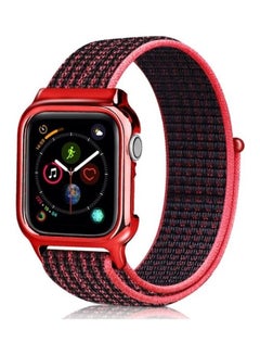 Simple Fashion Nylon Strap with Frame for Apple Watch Series 5/4 40mm Black/Red