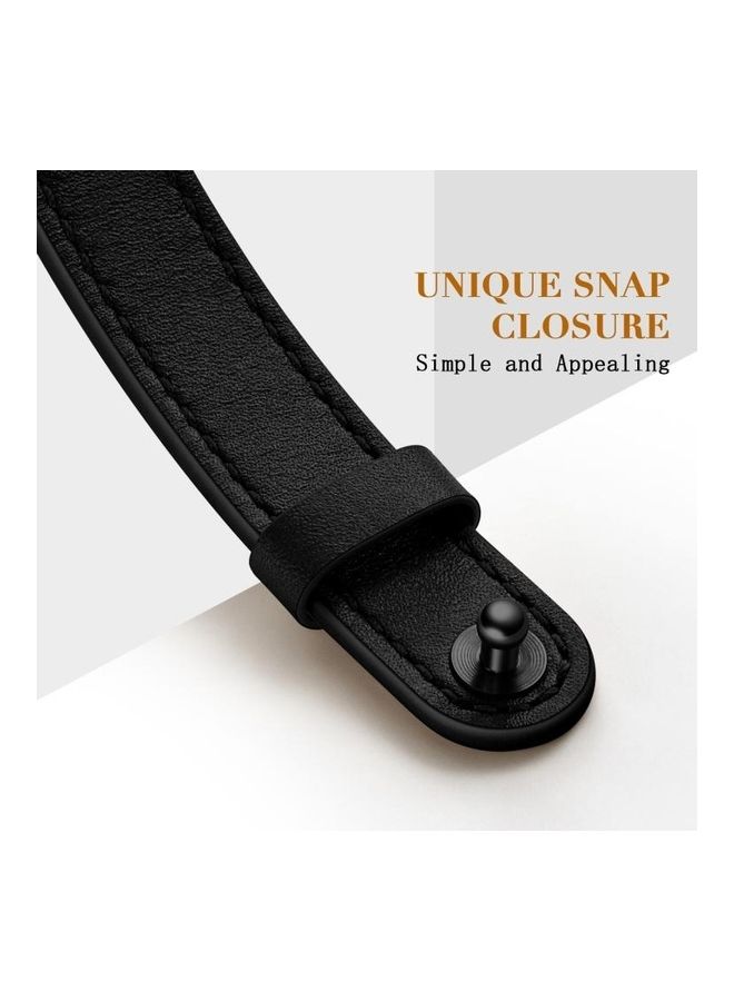 HuHa Couple Style Leather Replacement Strap Watchband For Apple Watch Series 7/6/SE/5/4/3/2/1 42/44/45mm Black - Image 5