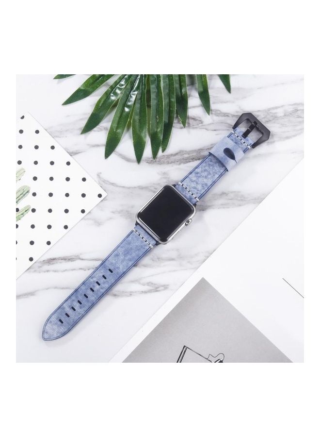 HuHa - Ethnic Replacement Watchband For Apple Watch Series 1/2/3/4/5/6/7/SE 38/40/41mm Blue - Image 1
