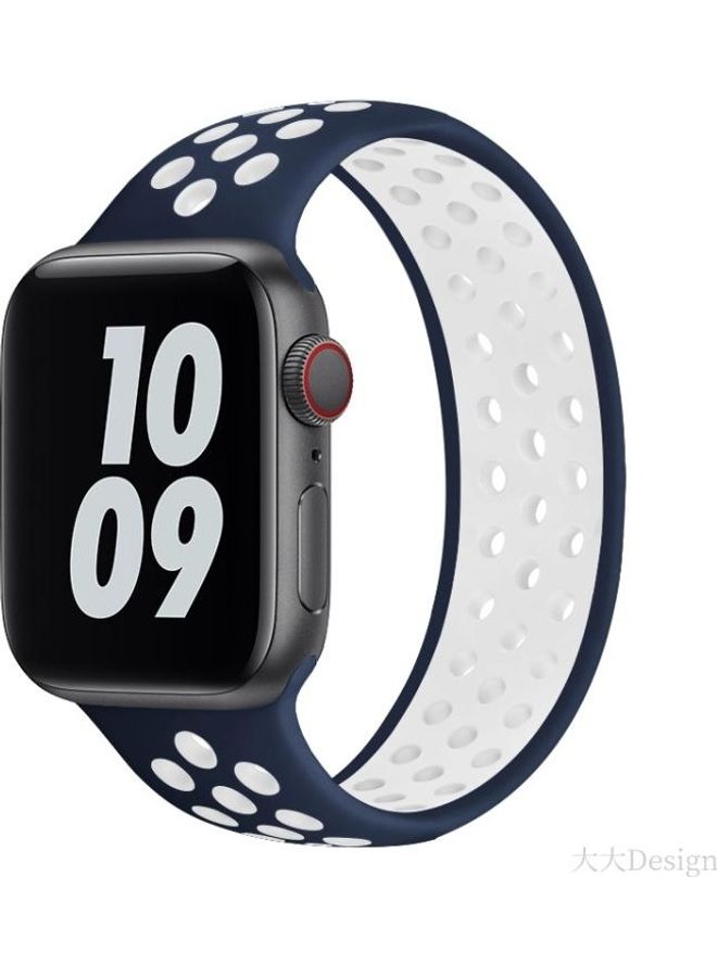 HuHa Ethnic Replacement Watchband For Apple Watch Series 1/2/3/4/5/6/7/SE 42-44-45mm Blue/White - Image 2