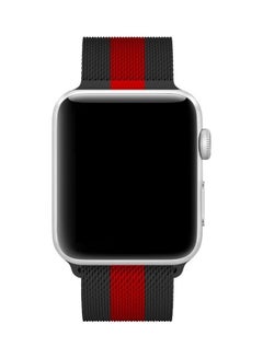 HuHa Milanese Loop Magnetic Stainless Steel Watchband for Apple Watch Series 7/6/SE/5/4/3/2/1 38/40/41mm Black/Red  - Image 2