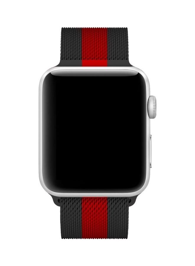 HuHa - Milanese Loop Magnetic Stainless Steel Watchband for Apple Watch Series 7/6/SE/5/4/3/2/1 38/40/41mm Black/Red - Image 1