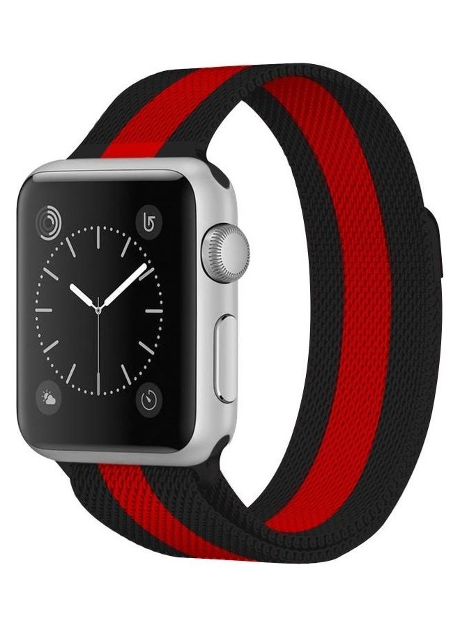 HuHa - Milanese Loop Magnetic Stainless Steel Watchband for Apple Watch Series 7/6/SE/5/4/3/2/1 38/40/41mm Black/Red - Image 1