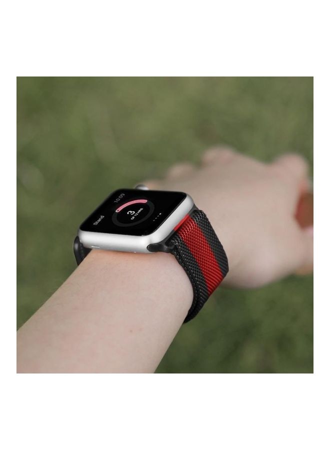 HuHa - Milanese Loop Magnetic Stainless Steel Watchband for Apple Watch Series 7/6/SE/5/4/3/2/1 38/40/41mm Black/Red - Image 1