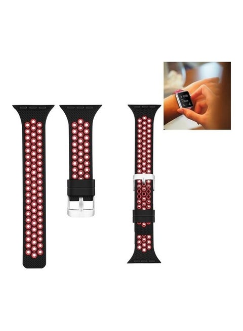 Two-Tone Silicone Sports Watchband For Apple Watch Series 7/6/5/4/3/2/1/SE 45/44/42mm Black/Red