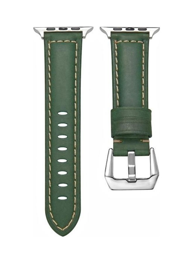 HuHa Leather Replacement Strap Watchband For Apple Watch Series 7/6/5/4/3/2/1/SE 45/44/42mm Green - Image 1