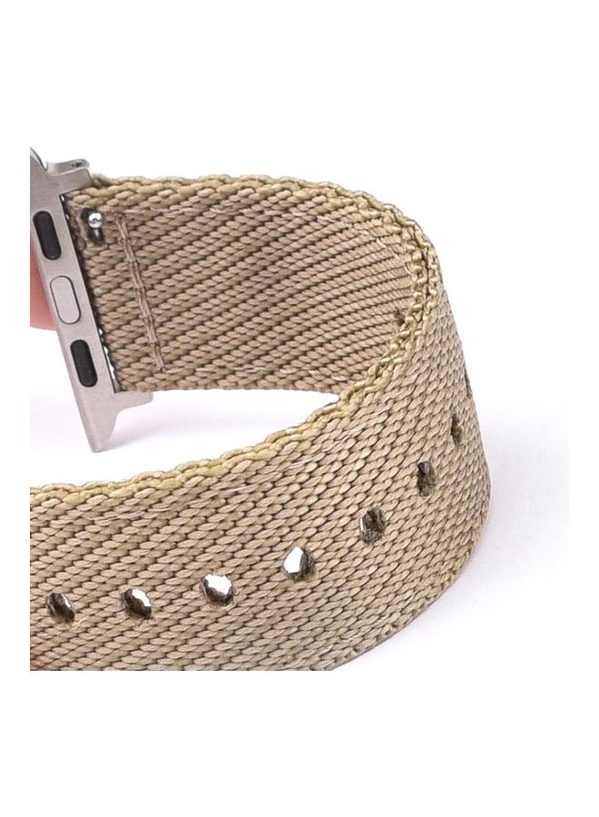 HuHa Nylon Braid Replacement Strap Watchband For Apple Watch Series 7/6/5/4/3/2/1/SE 41/40/38 Green/Beige - Image 5