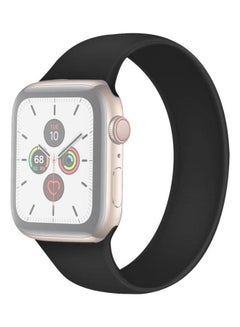 Solid Colour Elastic Silicone Replacement Wrist Strap Watchband For Apple Watch Series 7/6/SE/5/4/3/2/1 41/40/38mm, Size:L 156mm Black
