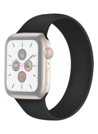 Solid Colour Elastic Silicone Replacement Wrist Strap Watchband For Apple Watch Series 7/6/SE/5/4/3/2/1 41/40/38mm, Size:L 156mm Black - v1634548538/N51416115A_1