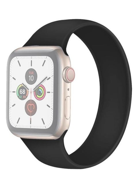 Solid Colour Elastic Silicone Replacement Wrist Strap Watchband For Apple Watch Series 7/6/SE/5/4/3/2/1 41/40/38mm, Size:L 156mm Black