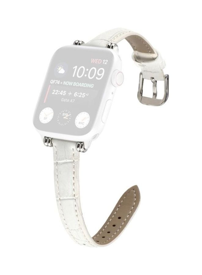 HuHa Bamboo Joint With Beads Leather Replacement Strap Watchband For Apple Watch Series 7 45mm/6 & SE & 5 & 4 44mm/3 & 2 & 1 42mm White - Image 1