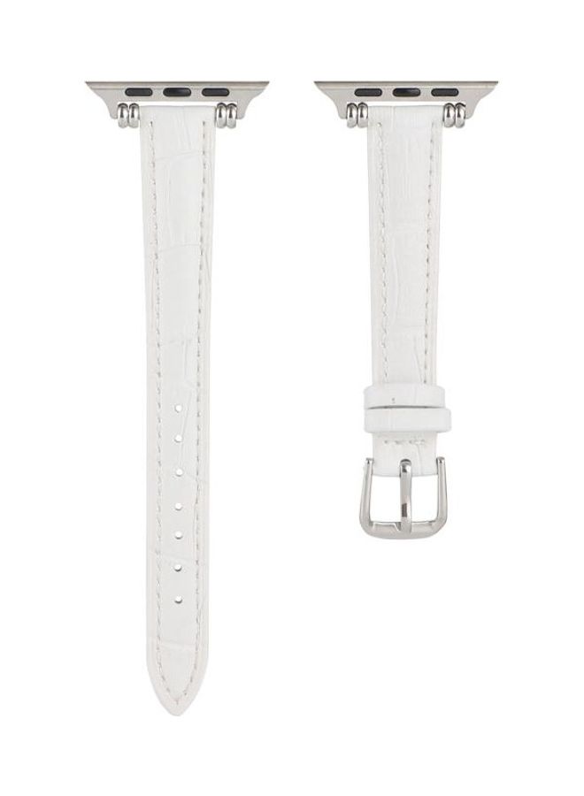 HuHa Bamboo Joint With Beads Leather Replacement Strap Watchband For Apple Watch Series 7 45mm/6 & SE & 5 & 4 44mm/3 & 2 & 1 42mm White - Image 2