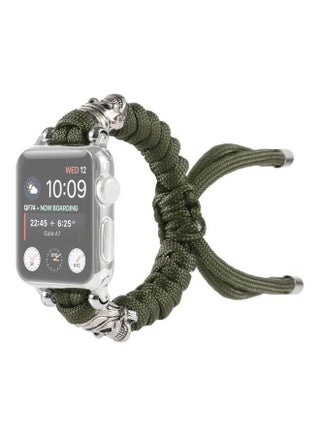Skull Umbrella Cord Braided Replacement Watch Band For Apple Watch Series 7 45mm/6 & SE & 5 & 4 44mm/3 & 2 & 1 42mm Dark Green - v1634548632/N51418109A_1