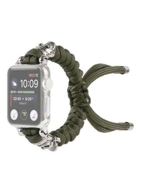 Skull Umbrella Cord Braided Replacement Watch Band For Apple Watch Series 7 45mm/6 & SE & 5 & 4 44mm/3 & 2 & 1 42mm Dark Green
