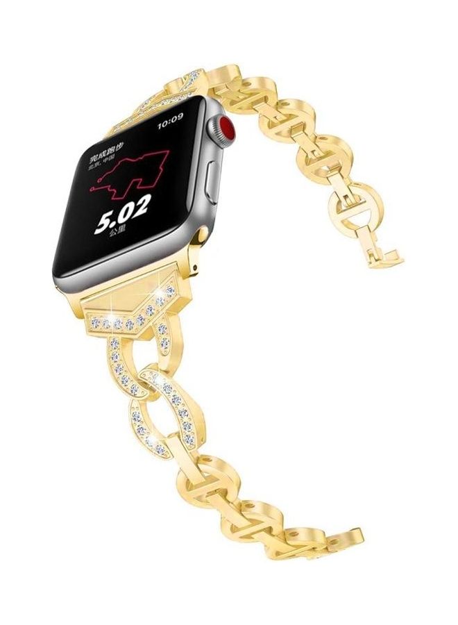 HuHa 8-Shaped Vo Diamond-Studded Watchband For Apple Watch Series 3 & 2 & 1 38mm Gold  - Image 1