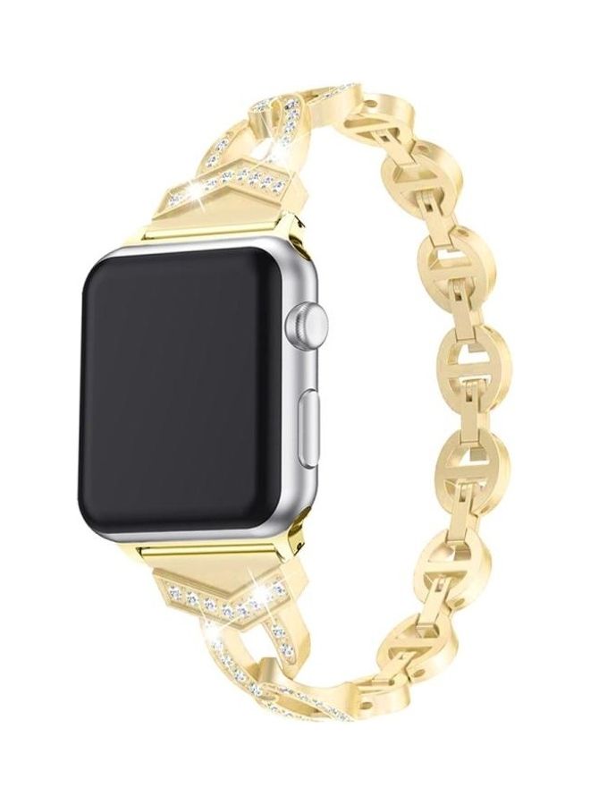 HuHa 8-Shaped Vo Diamond-Studded Watchband For Apple Watch Series 3 & 2 & 1 38mm Gold  - Image 2