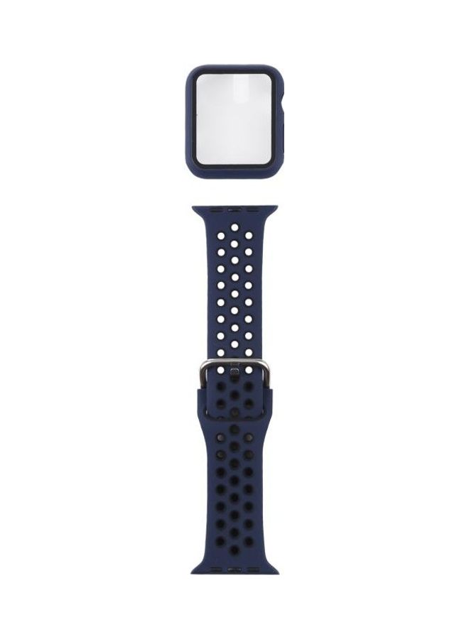 HuHa Ethnic Replacement Watchband with Protective Case For Apple Watch 1/2/3 42mm Blue - Image 1