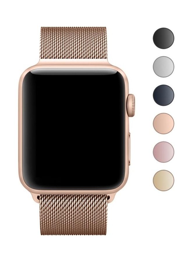 HuHa - Milanese Loop Magnetic Stainless Steel Watchband for Apple Watch Series 7/6/SE/5/4/3/2/1 42/44/45mm Champagne Gold - Image 1